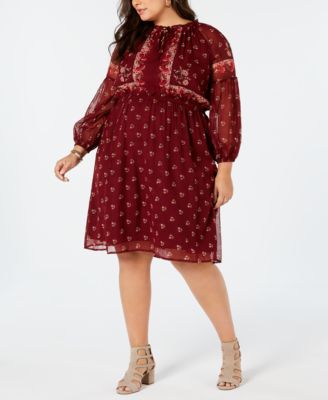 lucky brand printed peasant dress