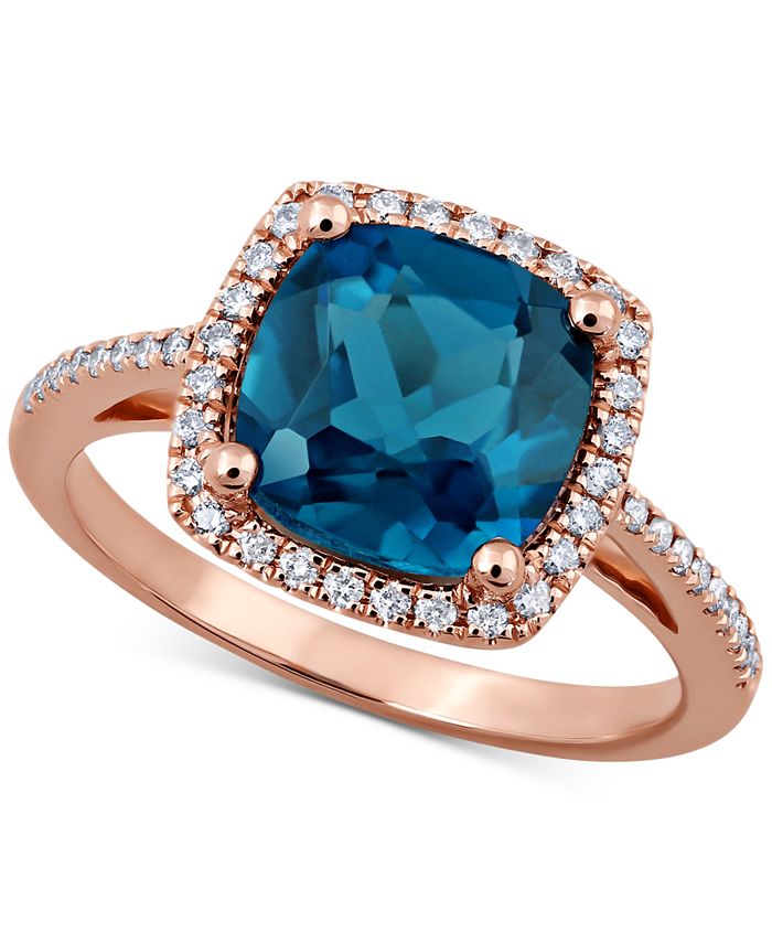 Macy's London Blue Topaz (3-3/4 ct. t.w.) & Diamond (1/5 ct. t.w.) Ring ...