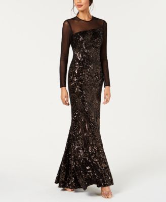 sequin evening gowns with sleeves