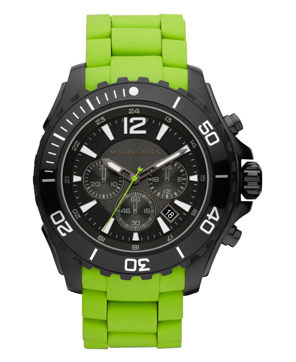 Michael Kors Watch, Mens Chronograph Drake Green Silicone Wrapped