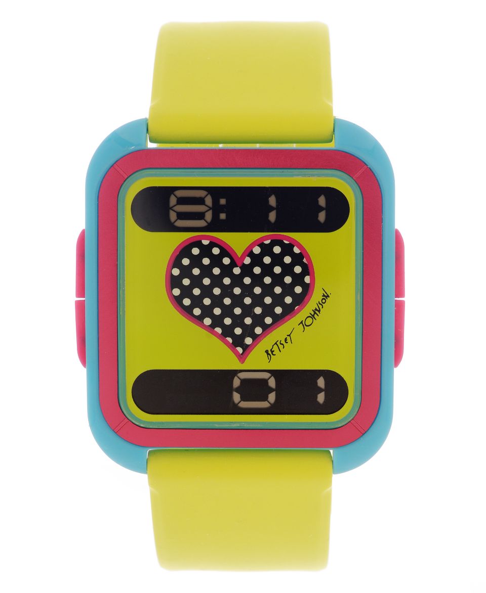 Betsey Johnson Watch, Womens Digital Lime Green Silicone Strap 35mm