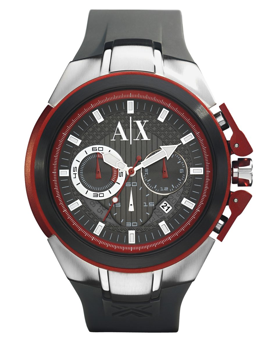 Armani Exchange Watch, Mens Chronograph Gray Polyurethane Strap