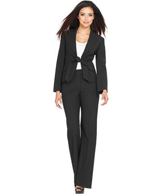 Anne Klein Petite Suit, Self Tie Jacket & Pants - Wear to Work - Women ...