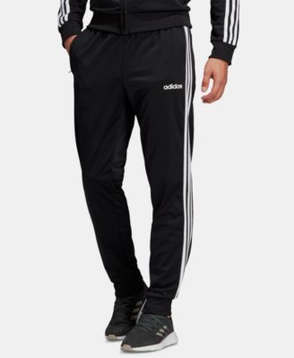 black adidas pants with white stripes