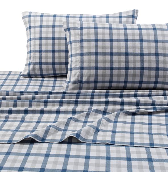 Tribeca Living 200GSM Micro Plaid Printed Extra Deep Pocket Flannel