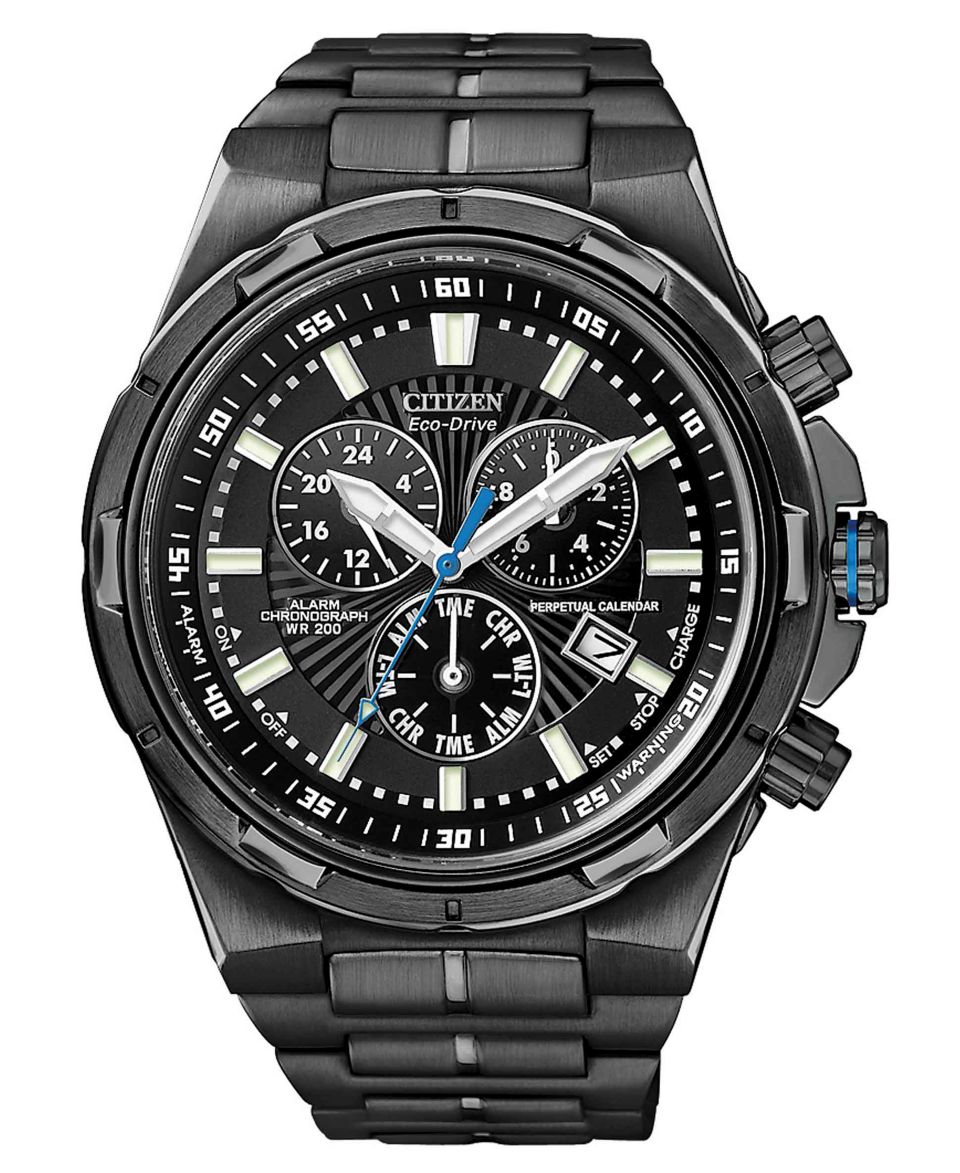 Citizen Watch, Mens Chronograph Eco Drive Black Ion Plated Stainless