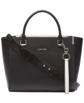 calvin klein raelynn leather satchel