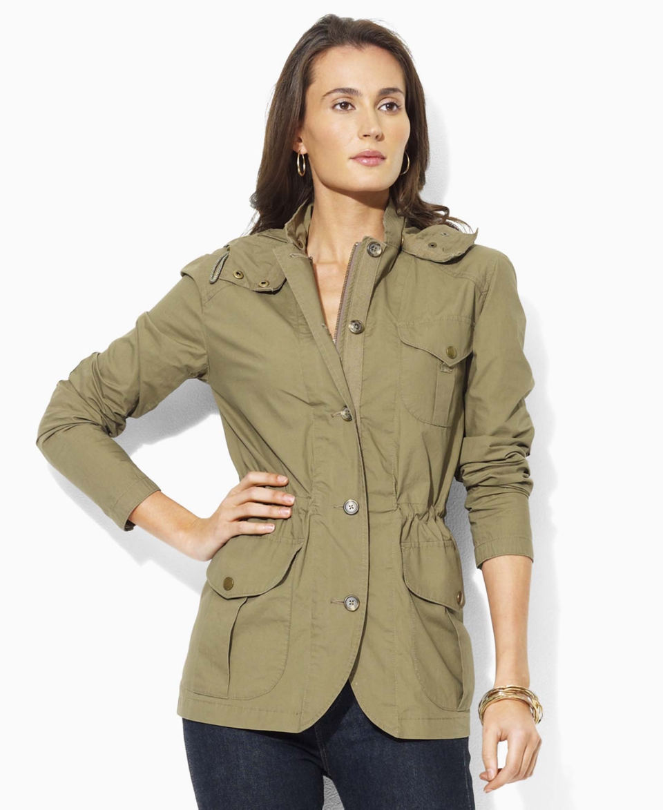 Lauren by Ralph Lauren Jacket, Landon Poplin Hooded Fatigue