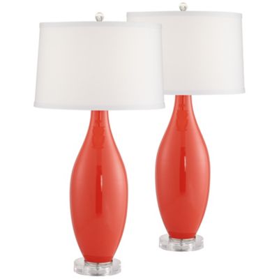 red glass table lamp