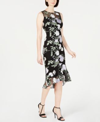 calvin klein floral embroidered sheath dress