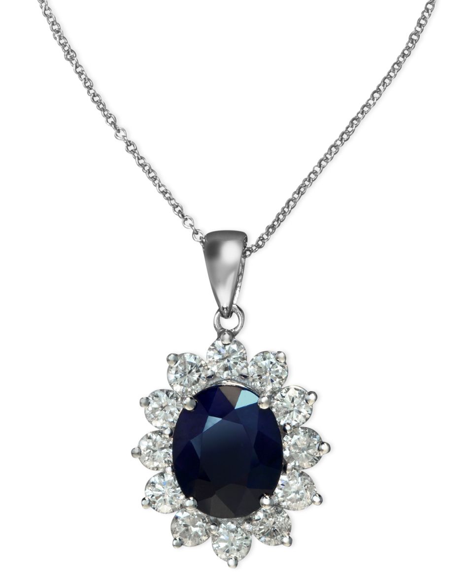 Effy Collection 14k White Gold Necklace, Sapphire (4 1/3 ct. t.w.) and