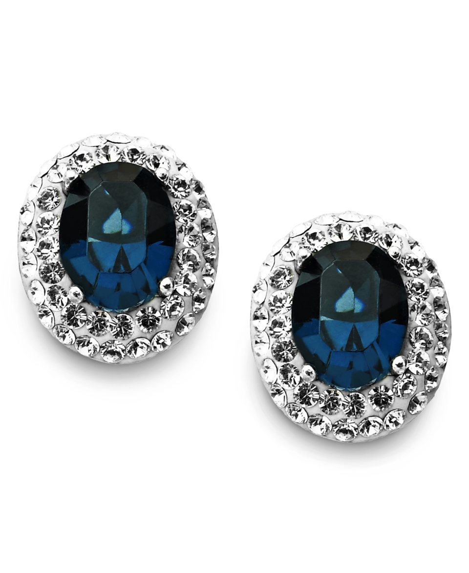 Kaleidsocope Sterling Silver Earrings, Blue Crystal Stud Earrings with