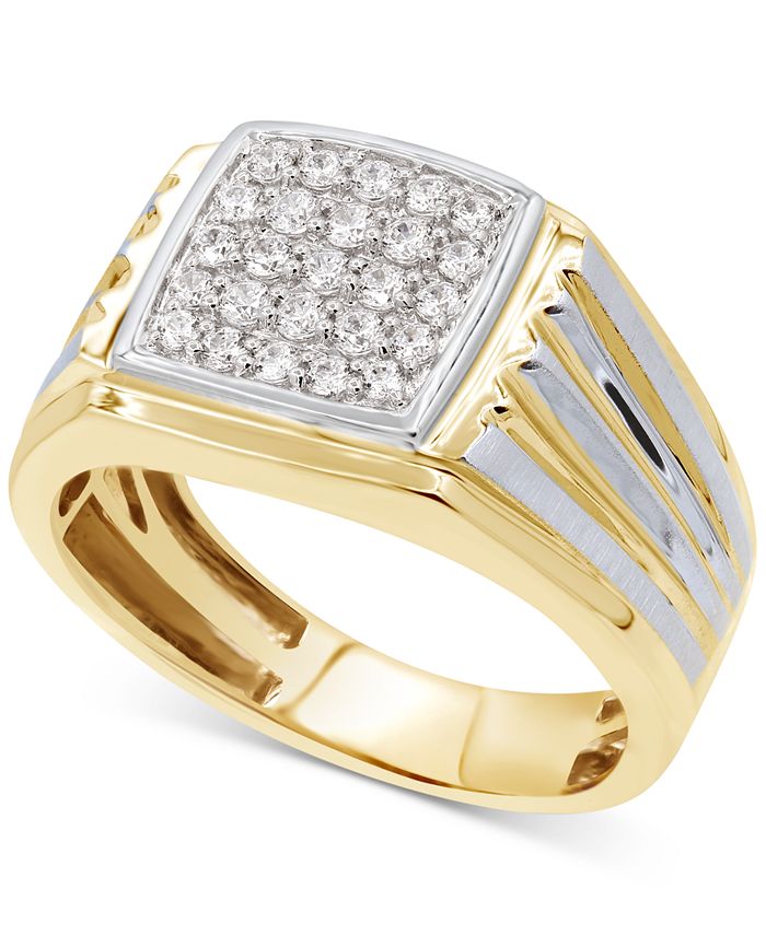 Macy's Men's Diamond TwoTone Ring (1/2 ct. t.w.) in 10k gold & White