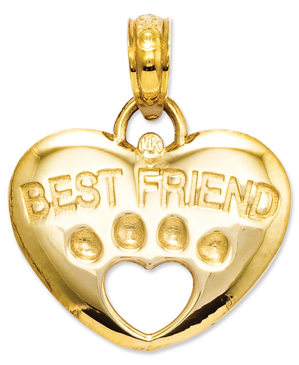 14k Gold Charm, Best Friend Paw Heart Charm   Bracelets   Jewelry