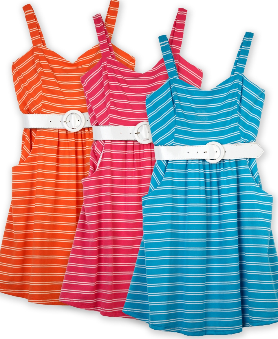 BCX Kids Dress, Girls Striped Belted