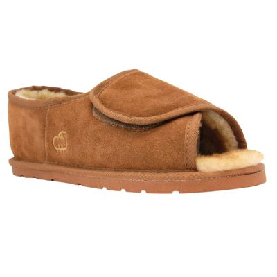 mens leather open toe slippers