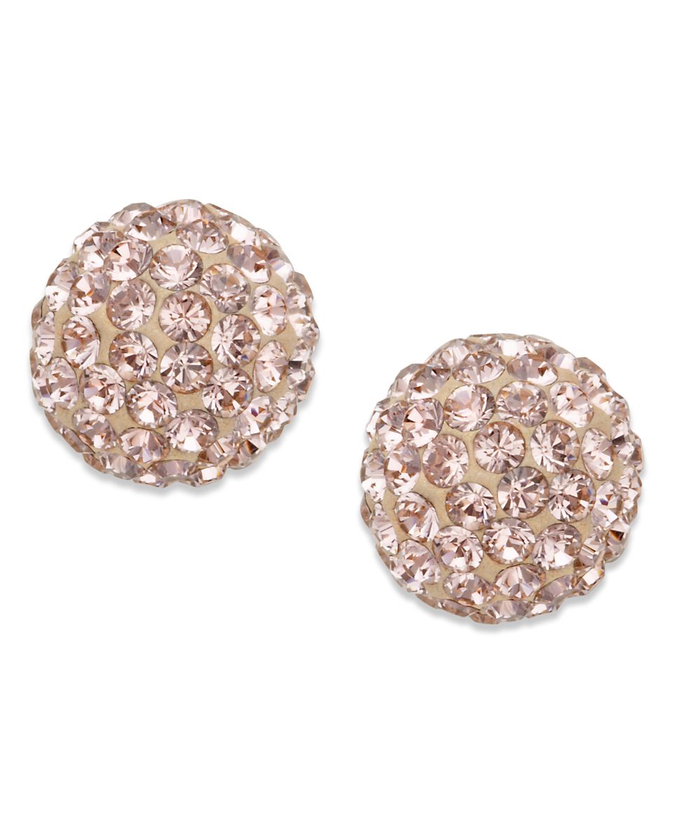 Swarovski Earrings, 22k Gold Plated Rose Crystal Ball Stud Earrings