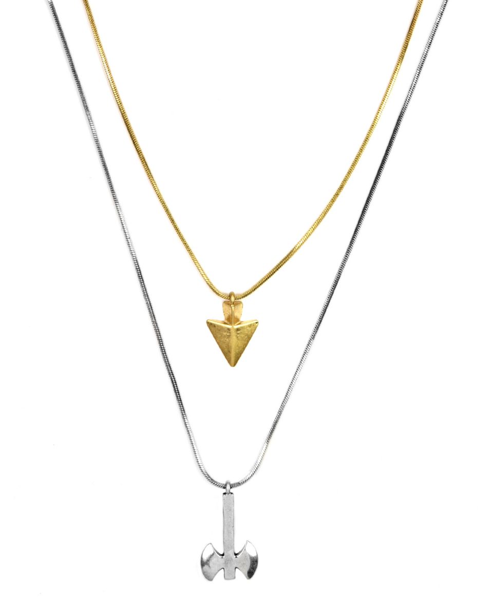 RACHEL Rachel Roy Necklace, Worn Spike and Axe Pendant