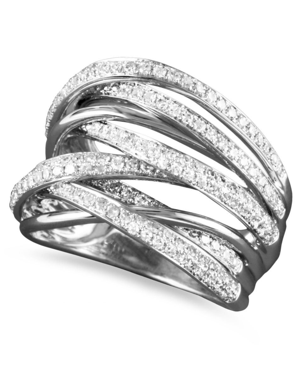 EFFY Collection Diamond Ring, 14k White Gold Diamond Multi Row Ring (3