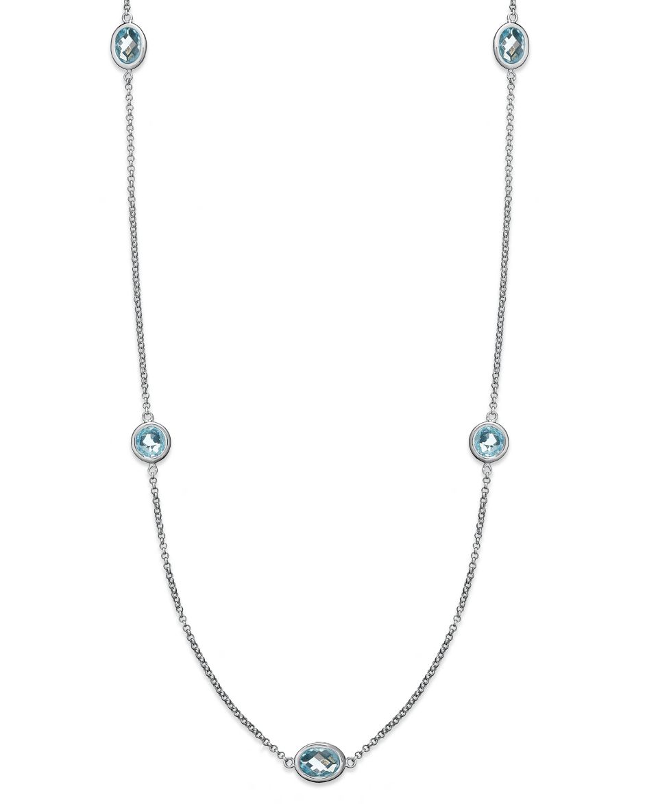 Sterling Silver Necklace, 17 Blue Topaz Station Necklace (5 ct. t.w.)