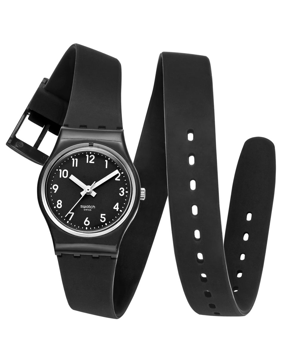 Swatch Watch, Womens Swiss Something New Black Silicone Strap 25mm