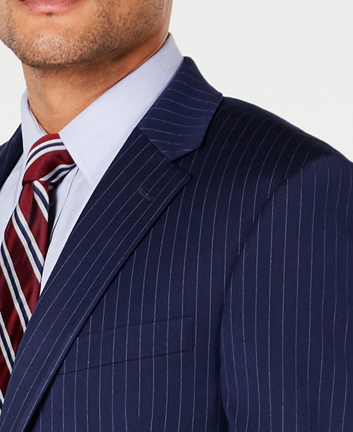 Tommy Hilfiger Men's Modern-Fit THFlex Stretch Navy Pinstripe Suit ...