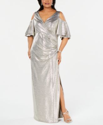 metallic silver dress plus size