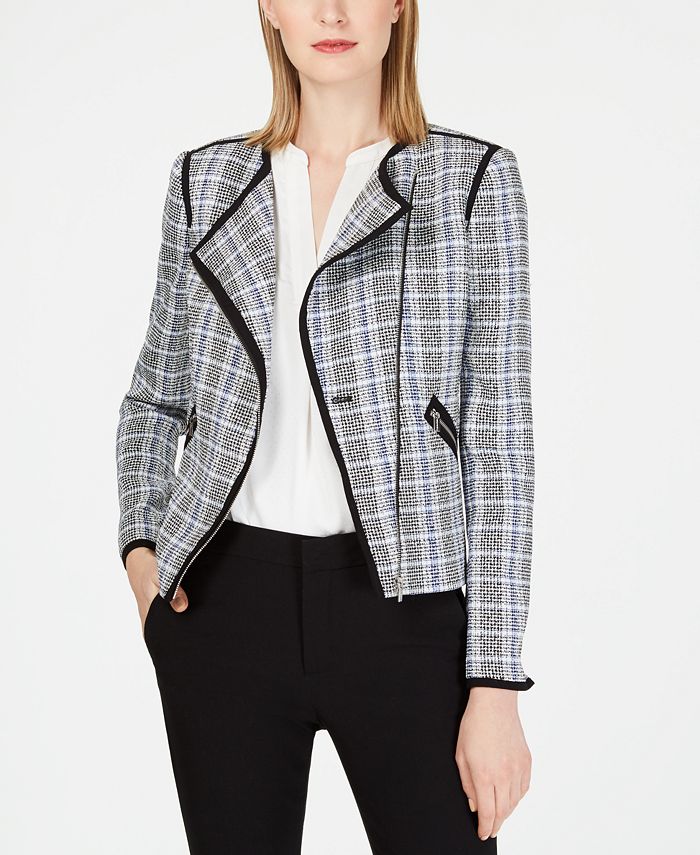 Calvin Klein AsymmetricalZip Plaid Jacket & Reviews Jackets