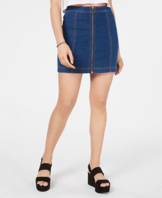 jean skirt with zipper in front