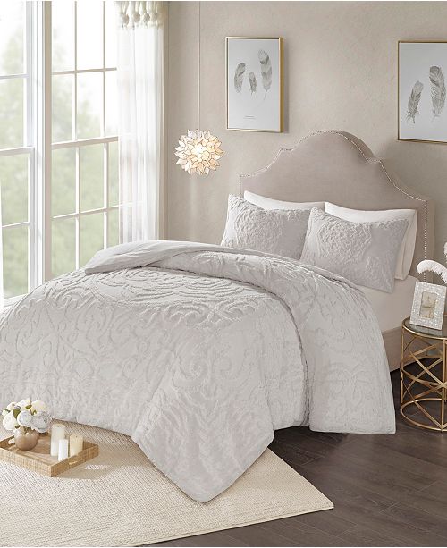 Madison Park Laetitia King California King 3 Piece Cotton Chenille Medallion Comforter Set Reviews Bed In A Bag Bed Bath Macy S