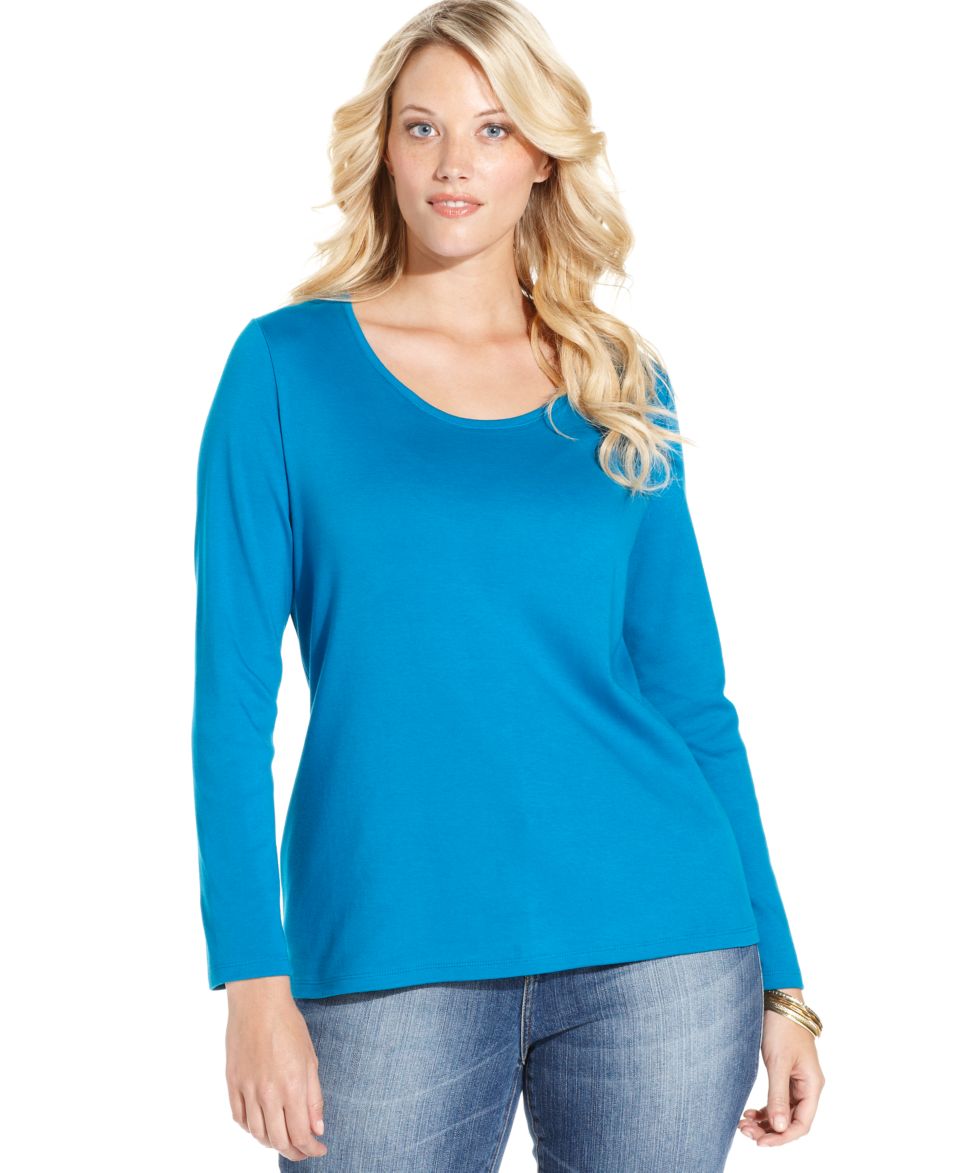 Lauren Ralph Lauren Plus Size Top, Blanche Long Sleeve Tee