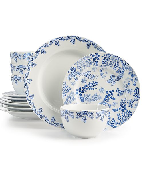 Martha Stewart Collection English Garden 12 Pc Dinnerware Set Service For 4 Created For Macy S Reviews Dinnerware Dining Macy S