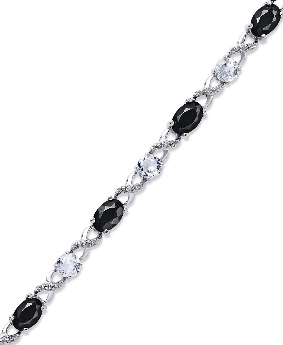 Sterling Silver Bracelet, Onyx (3 1/3 ct. t.w.) White Topaz (2 3/8 ct