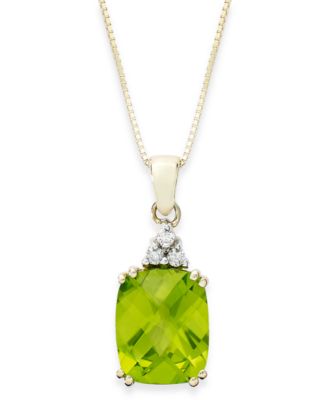 14k Gold Necklace, Peridot (3-1/4 ct. t.w.) and Diamond Accent ...