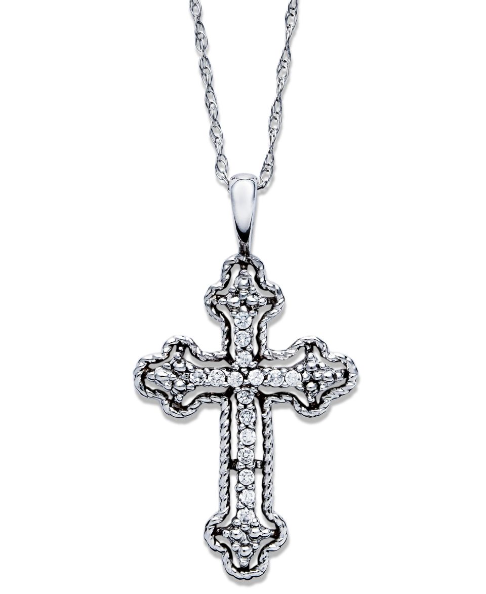 Arabella 14k White Gold Necklace, Swarovski Zirconia Cross Pendant (3