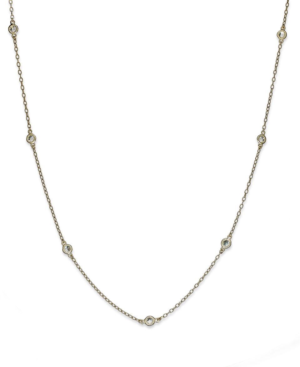 Silver Necklace, 36 Cubic Zirconia Station Necklace (1 1/10 ct. t.w