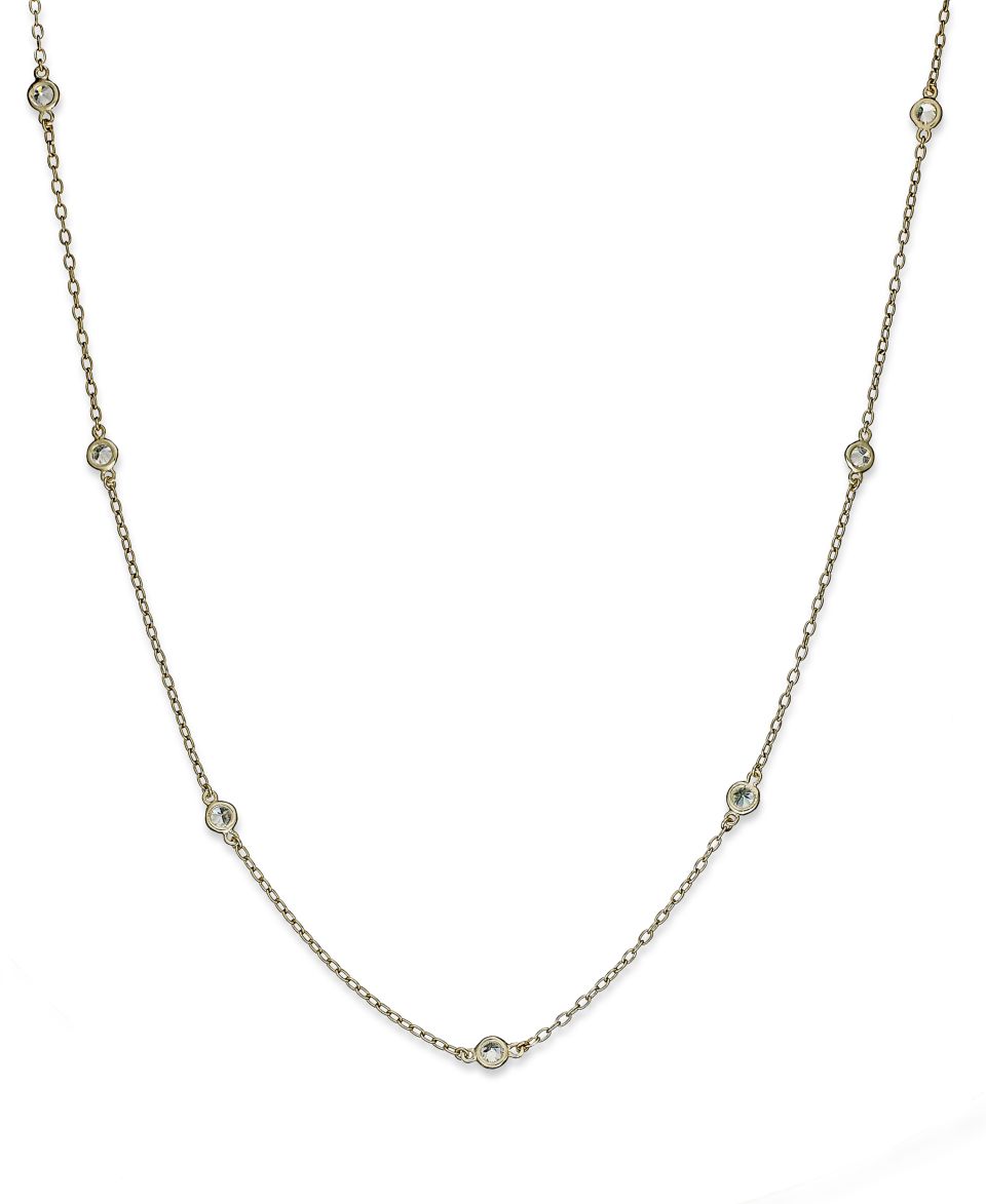 Silver Necklace, 24 Cubic Zirconia Station Necklace (9/10 ct. t.w