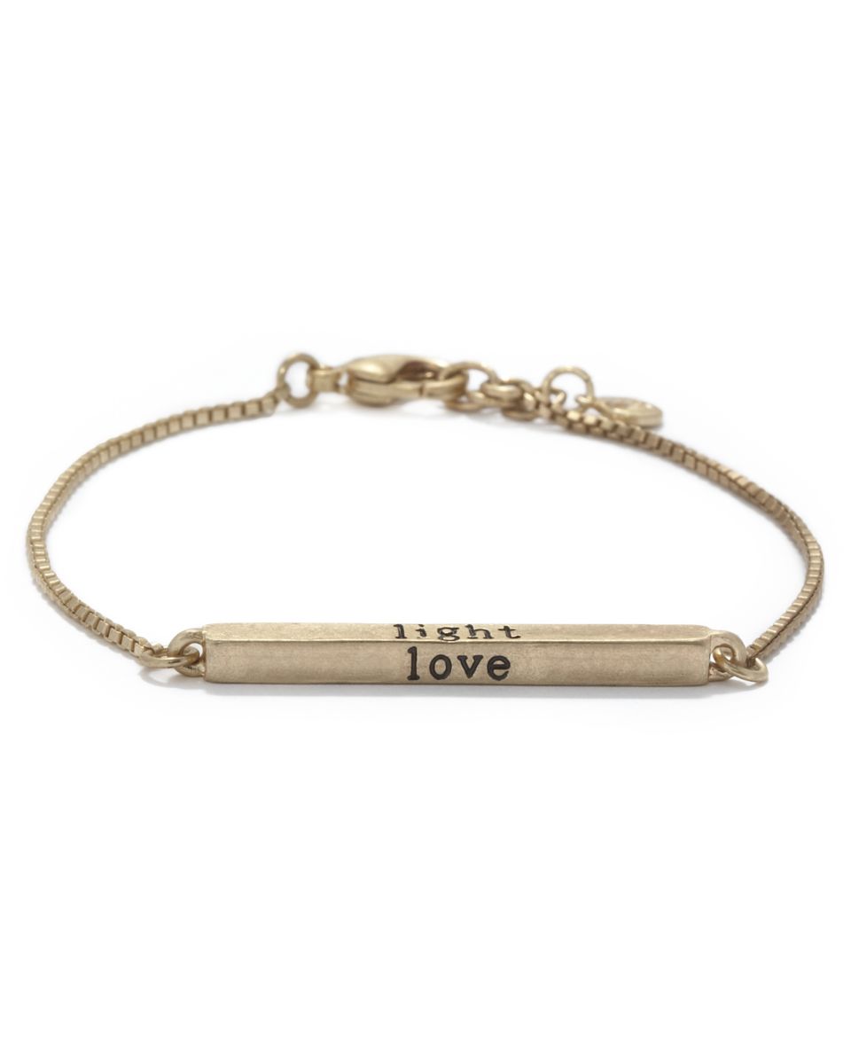 RACHEL Rachel Roy Bracelet, Worn Gold Tone Light Love Laughter Bar