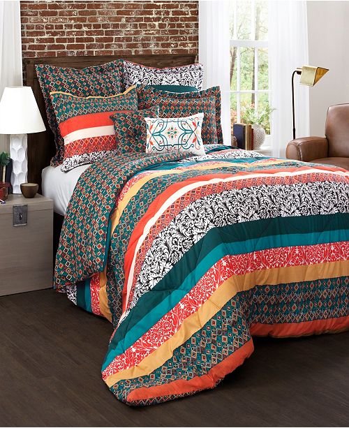 Lush Decor Bohemian Stripe 7 Pc King Comforter Set Reviews Bed In A Bag Bed Bath Macy S