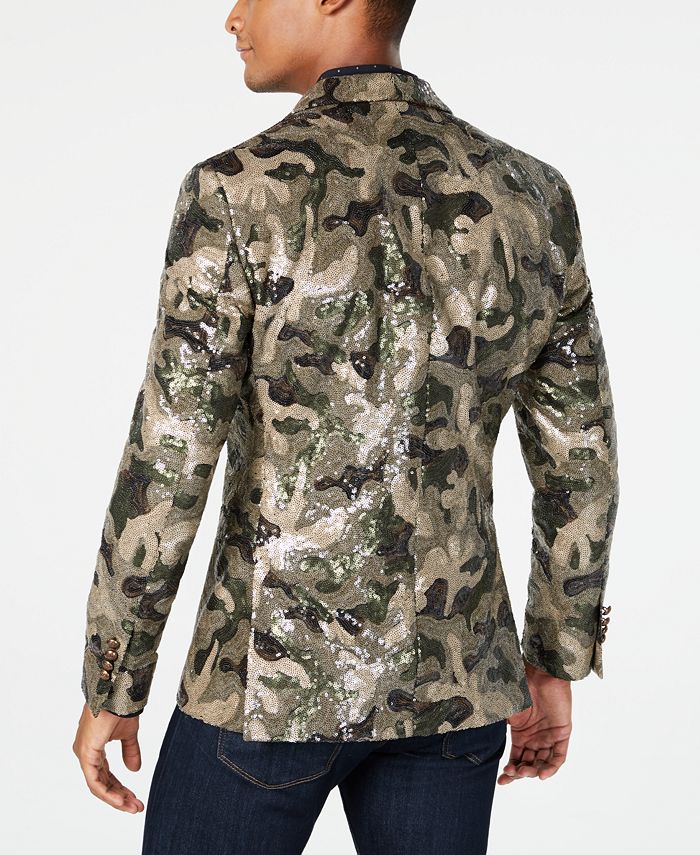 Tallia Men's SlimFit Olive/Brown Camouflage Sequin Sport Coat & Reviews Blazers & Sport Coats