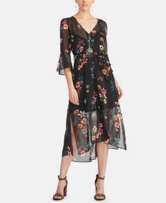 floral button front midi dress