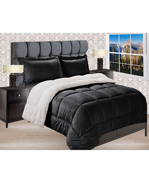 Elegant Comfort Premium Quality Heavy Weight Micromink Sherpa Backing Reversible Down Alternative Micro Suede 2 Piece Comforter Set Twin Reviews Bed In A Bag Bed Bath Macy S