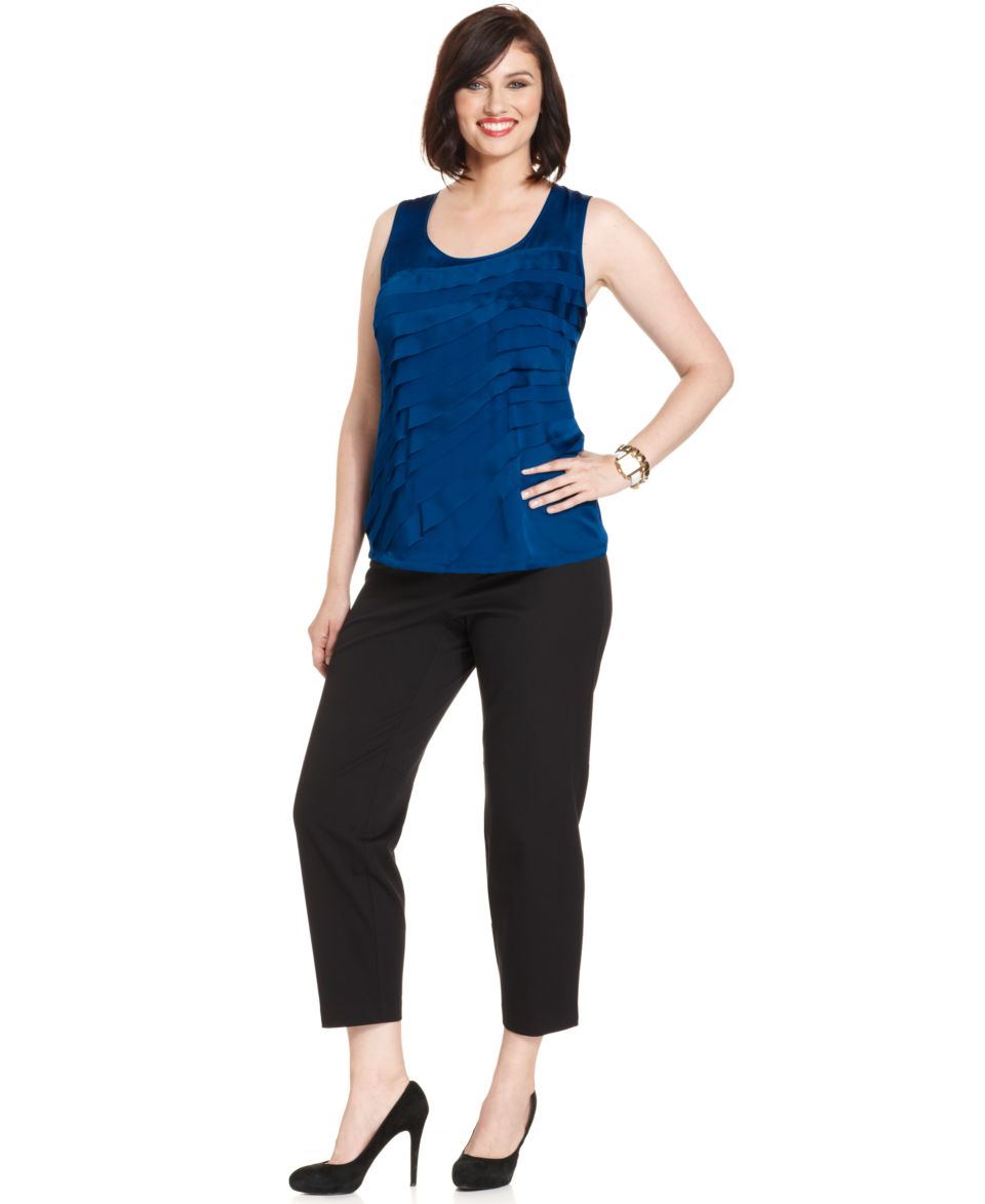 Alfani Plus Size Sleeveless Tiered Top & Cropped Pull On Slim Leg