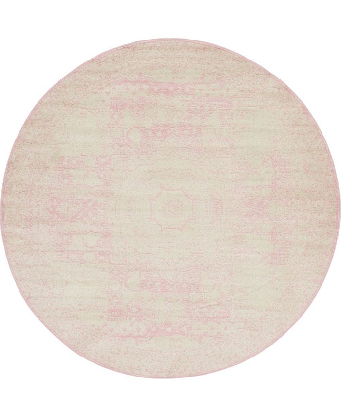 Mobley Mob2 Pink 8 X Round Area Rug, Round Pink Area Rug