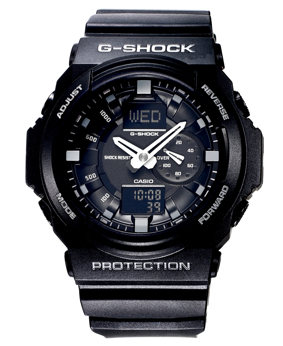 Shock Watch, Mens Analog Digital Black Resin Strap 55mm GA150 1A