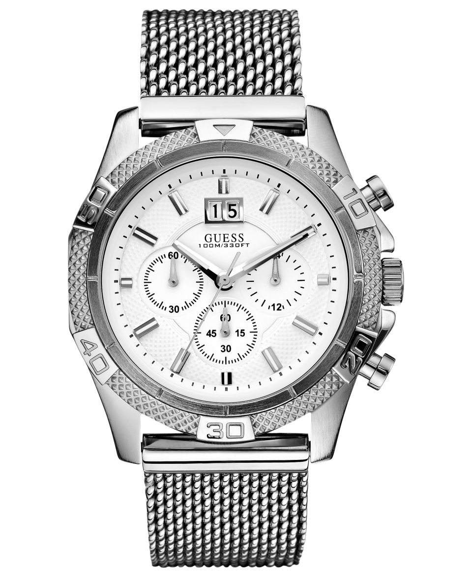 GUESS Watch, Mens Chronograph Stainless Steel Mesh Bracelet 46mm