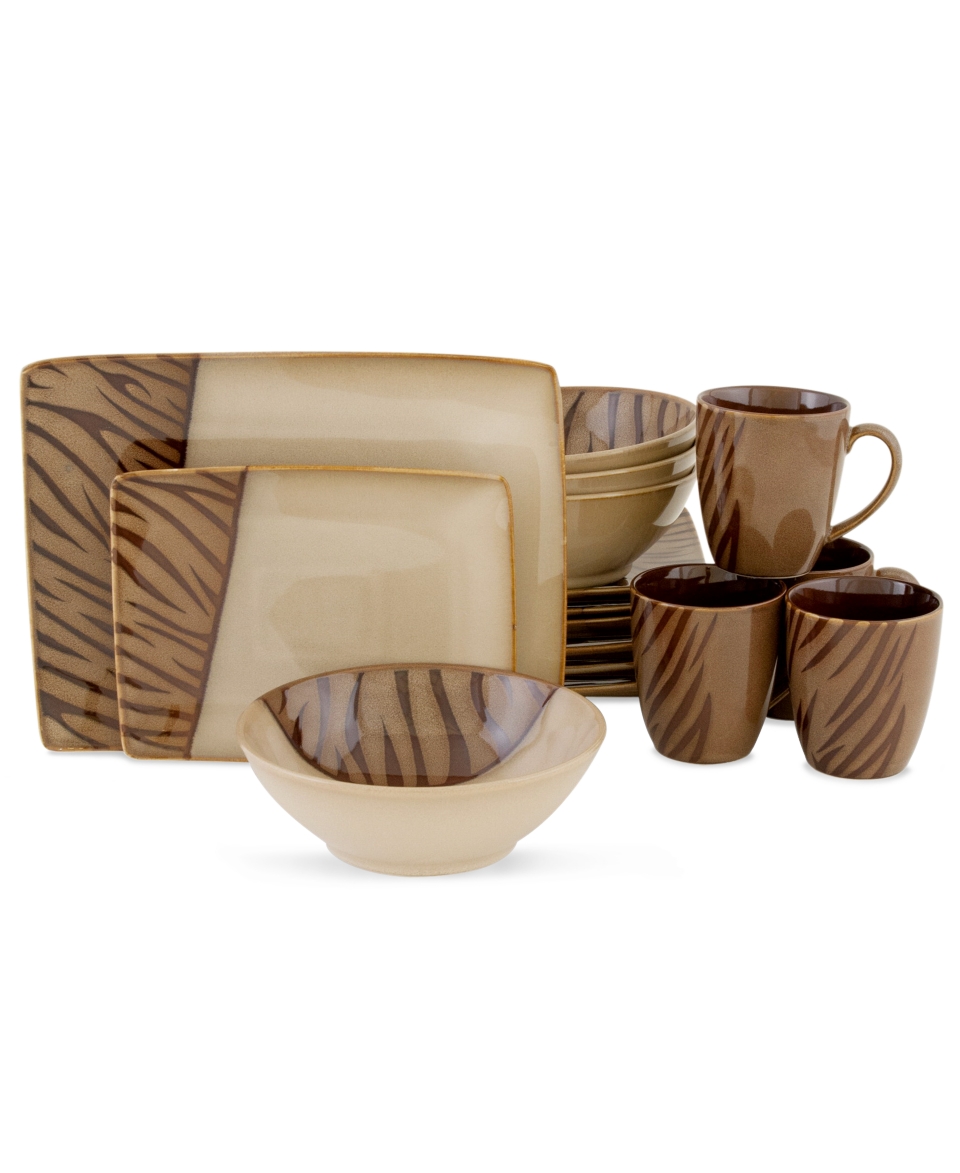 Sango Dinnerware, Safari Brown 16 Piece Set   Casual Dinnerware