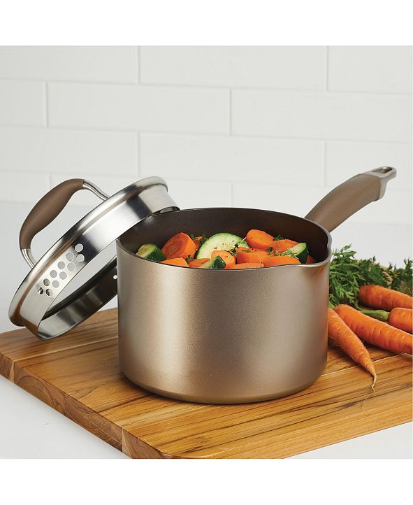 Anolon Advanced Home HardAnodized 3Qt. Nonstick Straining Saucepan
