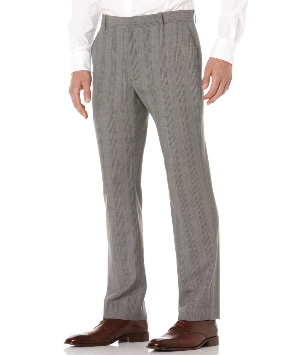 Perry Ellis Pants, Slim Fit Plaid Pants