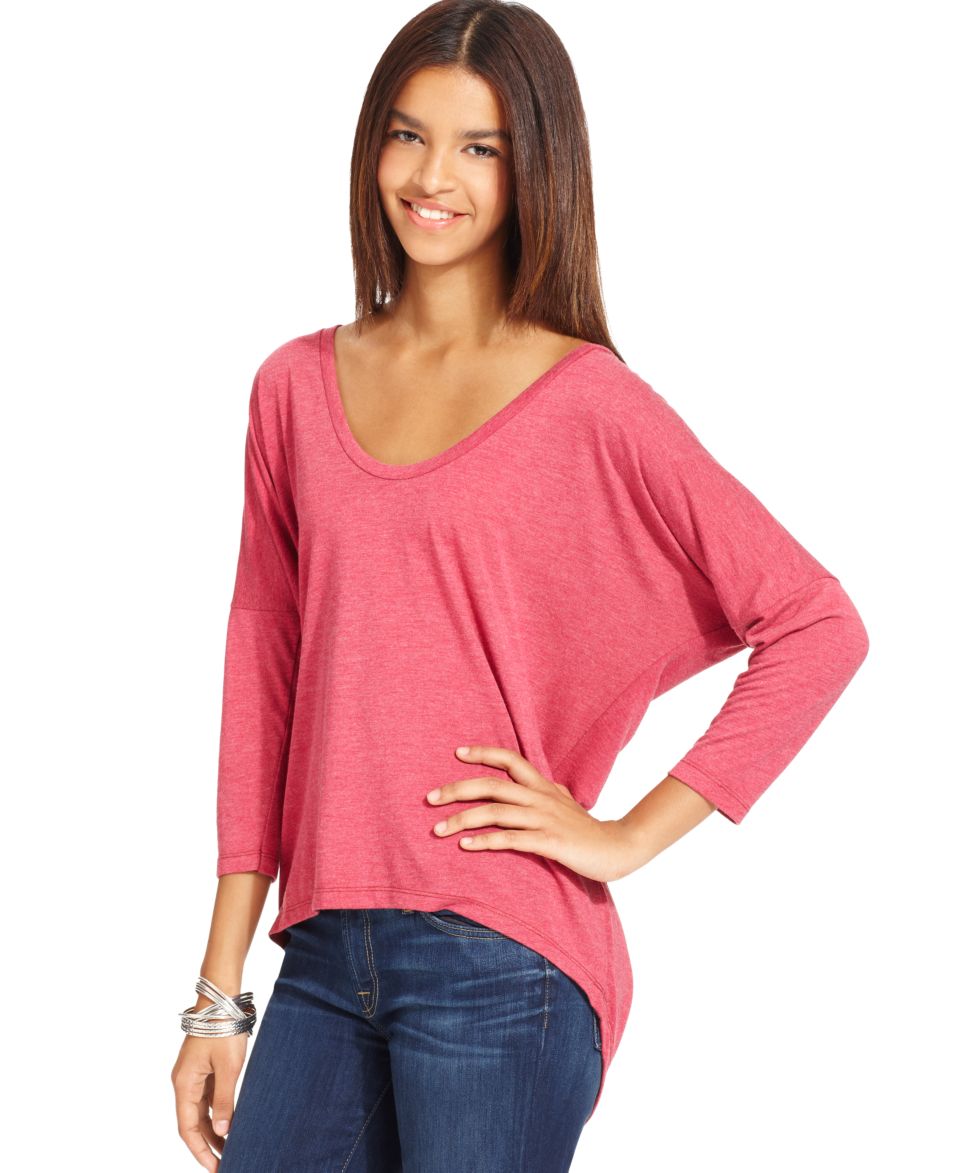 Alternative Apparel Top, Three Quarter V Neck High Low